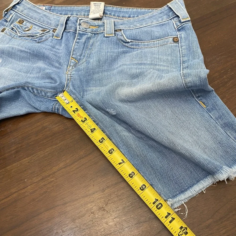 True Religion Men's 31 Blue Denim Shorts Regular Fit Light Wash 5-Pocket Natalie